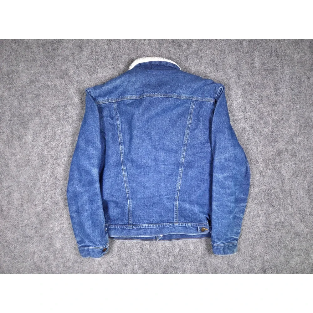 Wrangler Denim Jacket Mens Large Blue Sherpa Lined Authentic Western Trucker